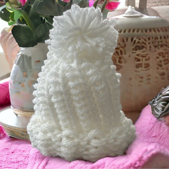 ❣️❣️For karinlouise ONLY❣️❣️ New! White Knitted Newborn Baby Beanie Hat - Picture 2 of 4